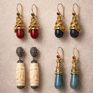 Artisan Gold and Multicolor Earrings Set
